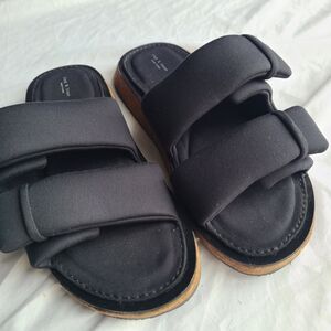 Rag & Bones Black Parque Slide Sandals with Cushioned Straps Earthy Crunchy
